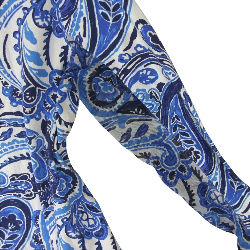 IBKUL UPF 50 Mock Neck Pullover Womens S Blue Paisley Golf Performance 1/4 Zip - Picture 7 of 12